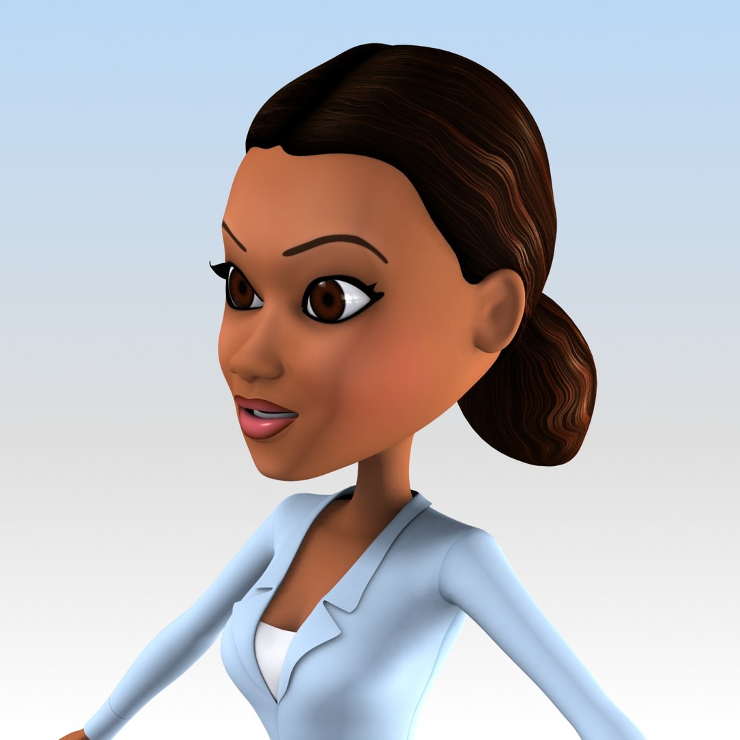 Afro-american Cartoon Girl Woman 3d Model