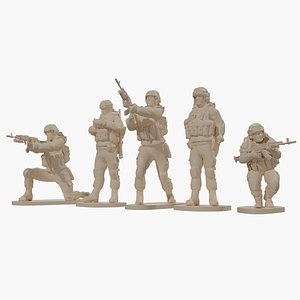 Set of soldiers in different poses Shooter pak 3 3D
