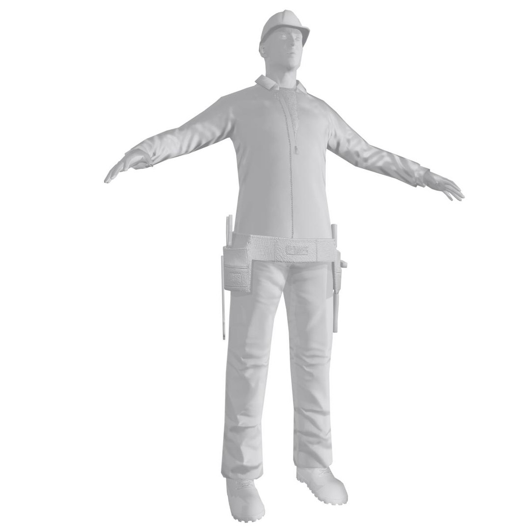3d model rigged worker biped man