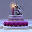 Torta di compleanno con uomo di neve ghiacciata