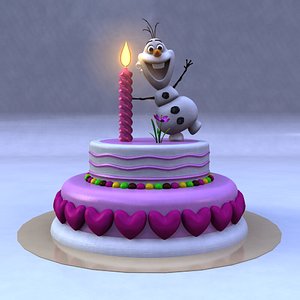 Birthday Cake with Frozen Snow Man