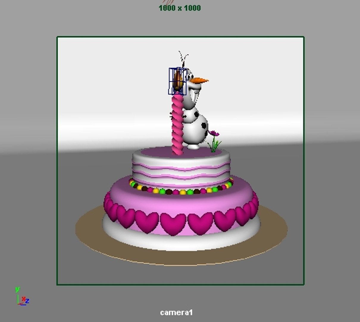 3d Birthday Cake Frozen Snow Man - Turbosquid 1345267