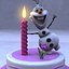 Torta di compleanno con uomo di neve ghiacciata