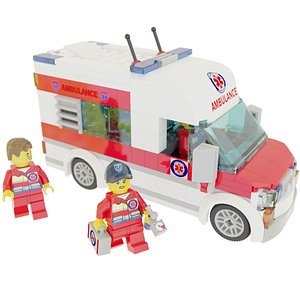 3D Lego Ambulance with paramedics model