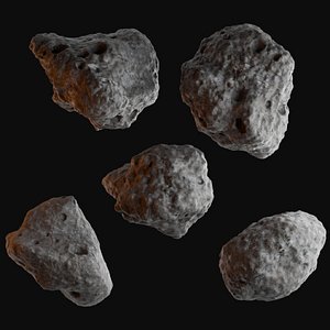 3D Detailed asteroid space rocks high-poly set 1