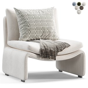 Maya White Faux Sheepskin Boucle Accent Chair 3D model