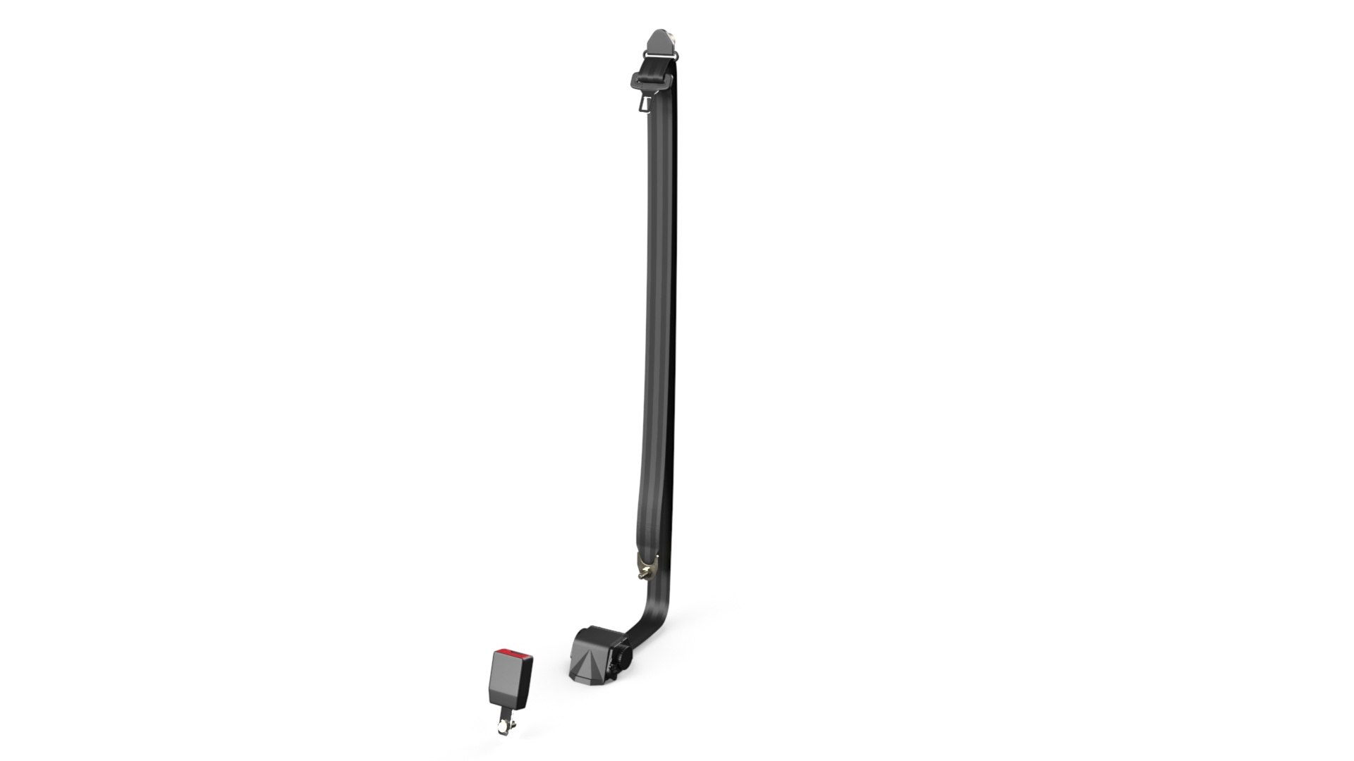 Retractable Car Seat Belt Set with Buckle Black 3D model preview