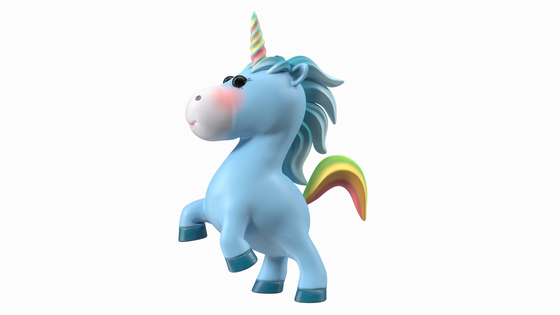 3D Blue Cartoon Unicorn Jumping Pose - TurboSquid 1727942