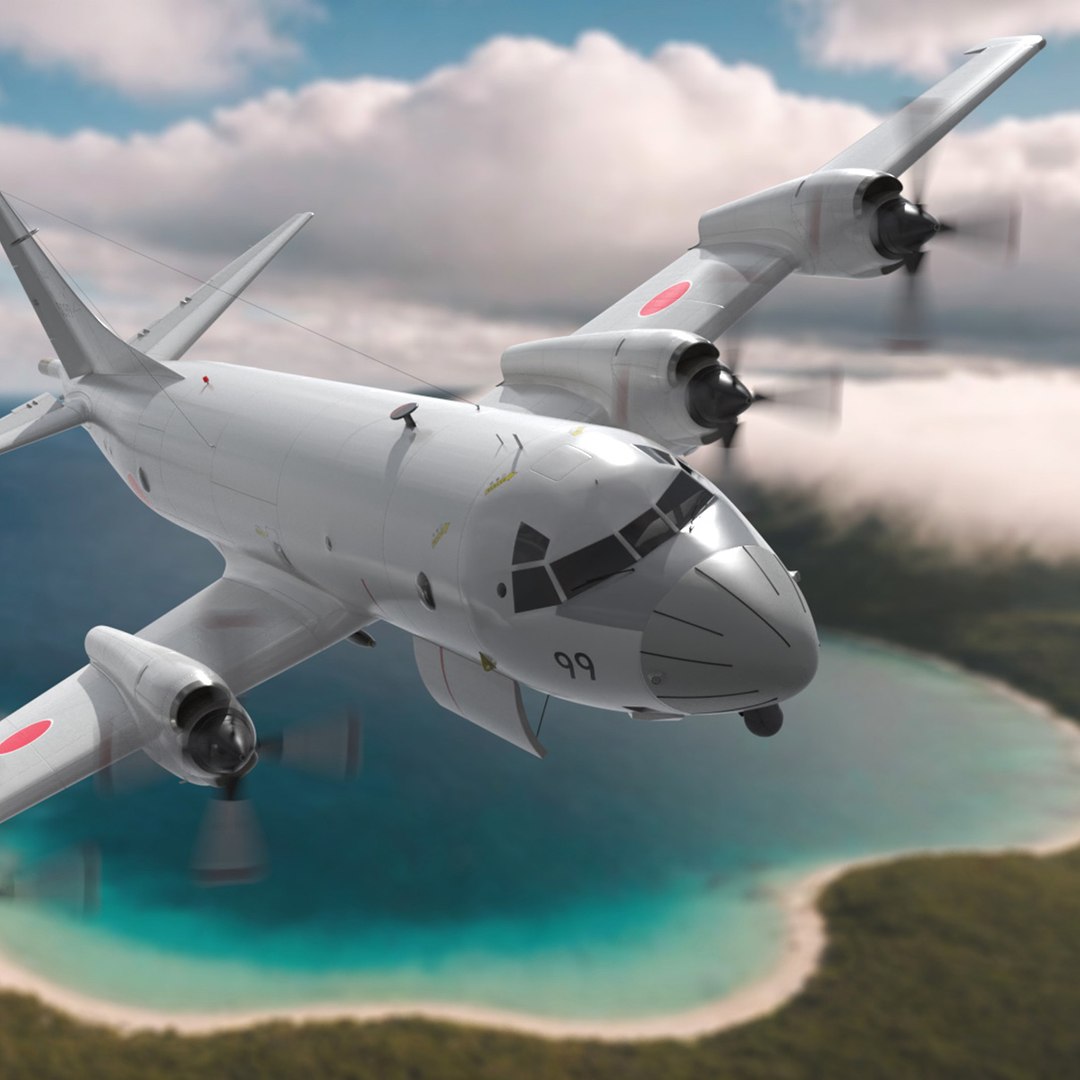 Japan P3 Orion Naval Reconnaissance Rigged 3D model preview