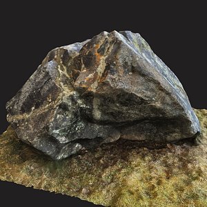 3D realistic scanned mossy rock model