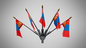 3D Wall Mount Flags 5 Of Mongolia model