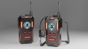 Sci-fi Hard Surface Walkie Talkie Device with PBR Texture 3D model