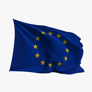 Realistic Animated Flag - Microtexture Rigged - Put your own texture - Def Europe