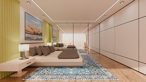 Elegant Modern Bedroom 3D Model 3D model