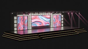 Entertainment Concert Event Stage 3D Model with Lights Setup 3D model