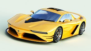 3D Generic Sports Car With Realistic V-Ray Materials 3D Model