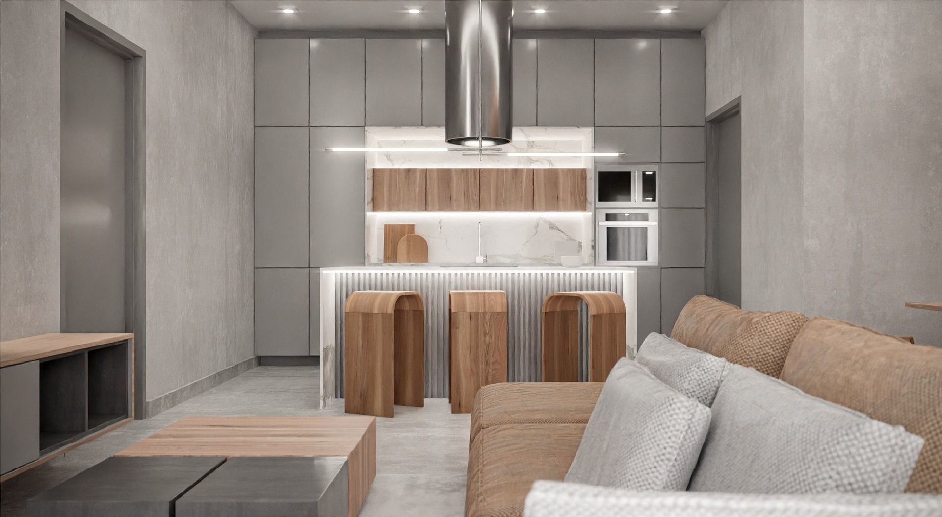 3D model Interior B modern living room with wooden walls - TurboSquid ...