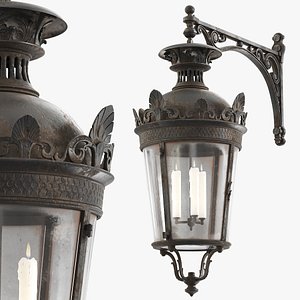 3D Vintage Victorian Wall Lantern with Candles Forged Iron model