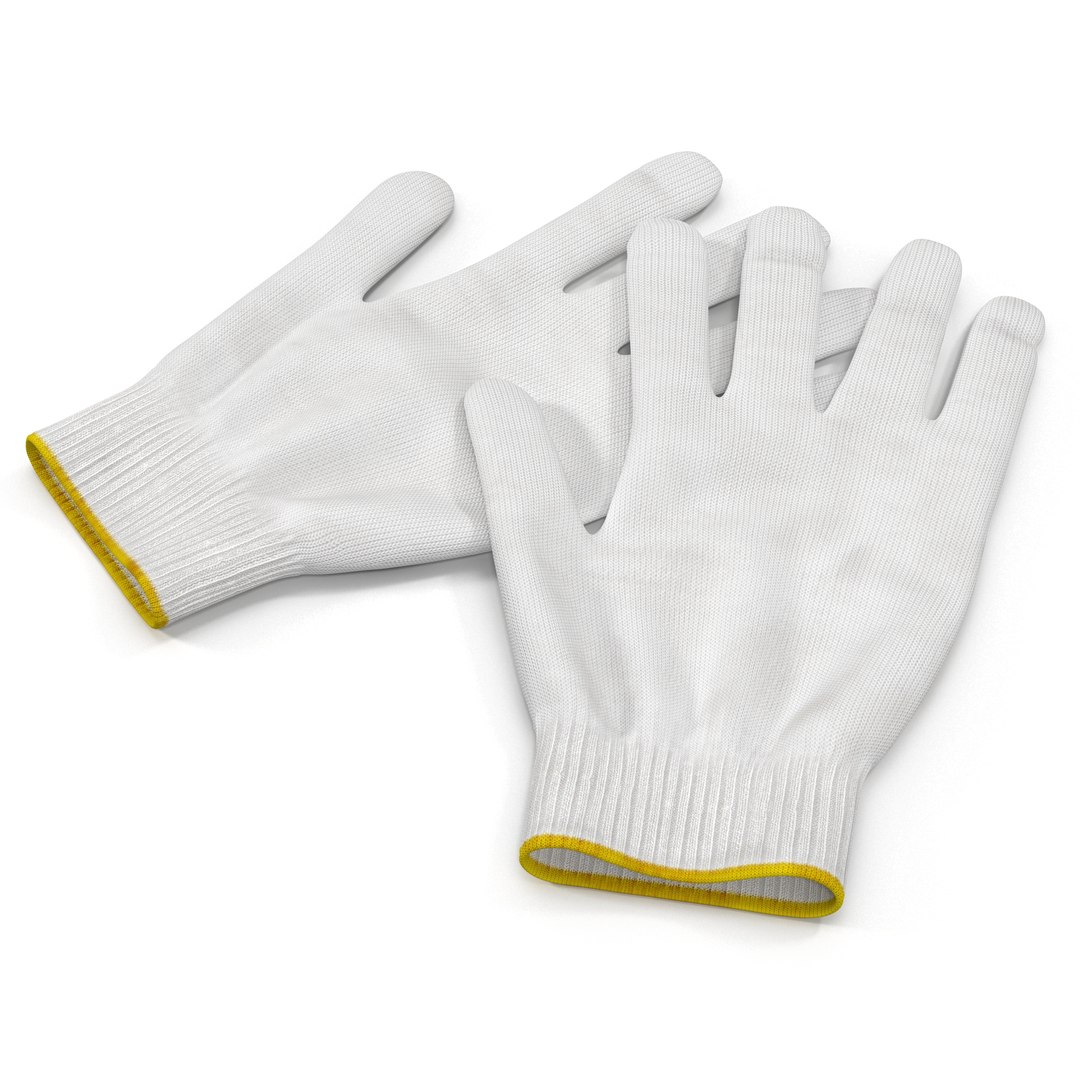 Cotton Work Gloves 3D model preview