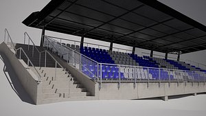 3D Racetrack Grandstand Tribune 2 Versions