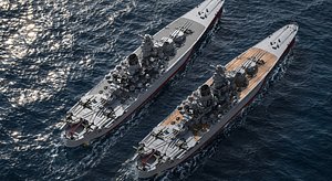 3D WWII Japanese Battleships Yamato Class High Poly  Twin Pack 3D Model model