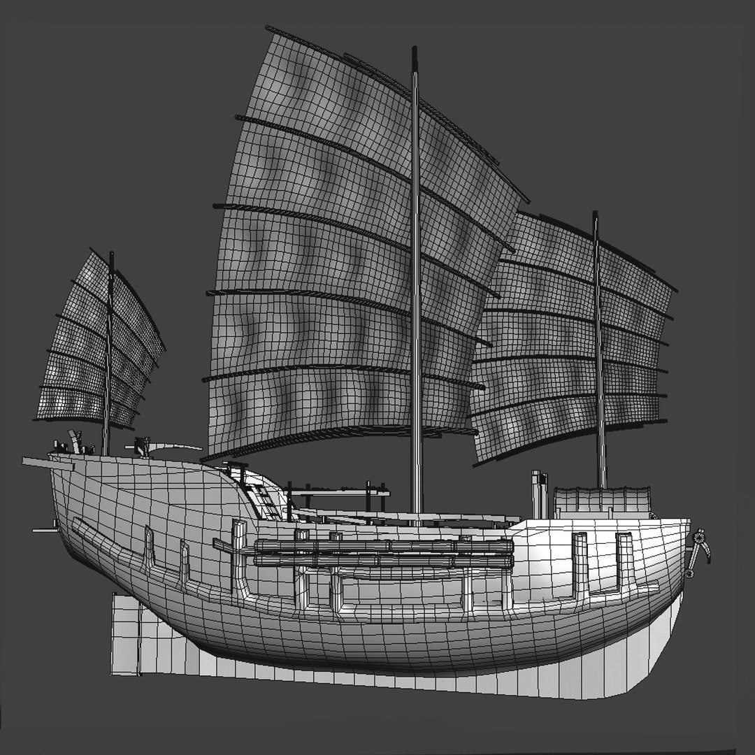 chinese junk fishing boat 3d model