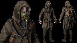 Post apocalyptic survivor 2 Game ready low poly character Low-poly 3D model 3D model