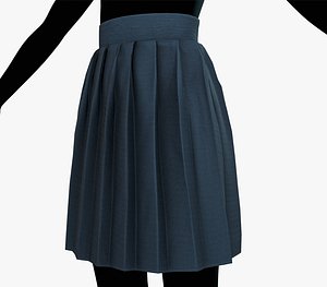 Blue Knife Pleated Skirt 3D model