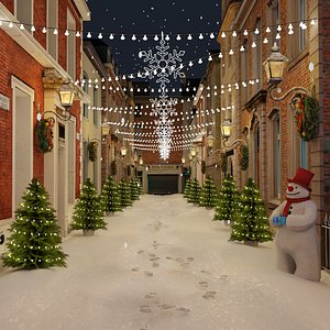 3D model Christmas Street Blender Scene