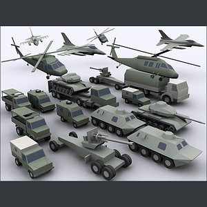 Army military combat vehicles low poly