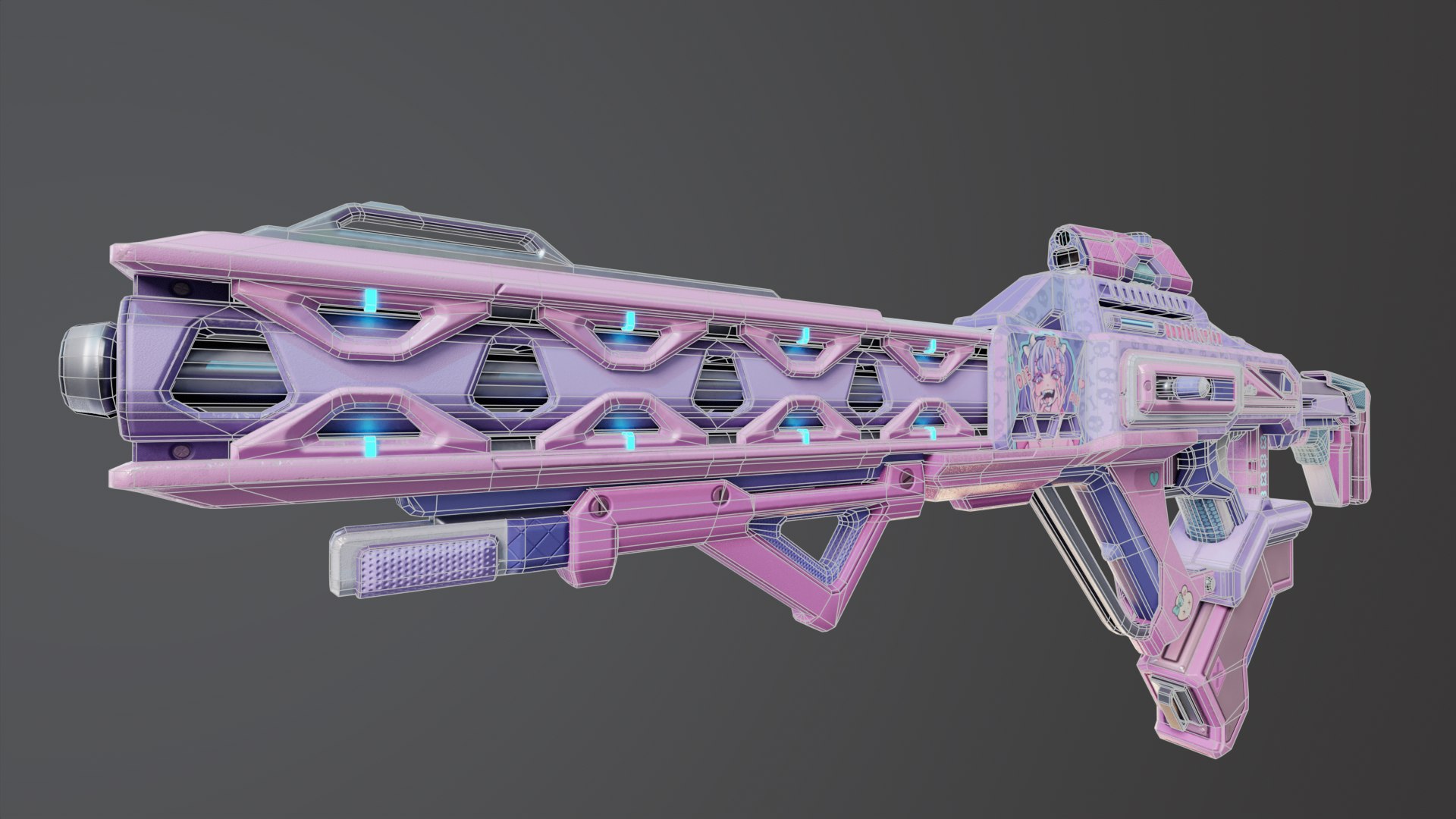 3D Model Pink Sci-Fi Assault Rifle - TurboSquid 2279175