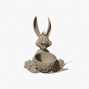 3D Rabbit with cup for jewelry