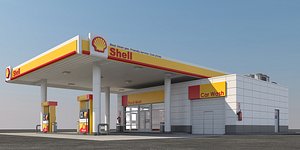 3D model shell gas station