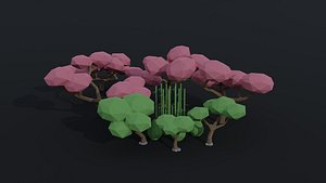 Low-poly Cartoon asion nature Polygonal Style