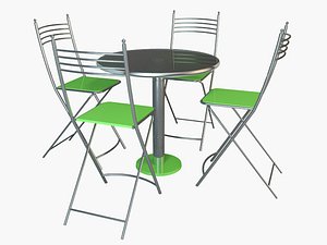 3D canteen chair set table model