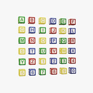 alphabet colored cubes - 3D model