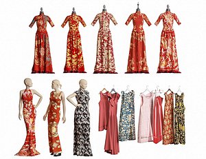 Asian woman wedding dress Chinese style clothes