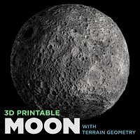 3d Printable Moon (w/Terrain geometry)