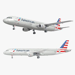 3D a321 american airlines plane model