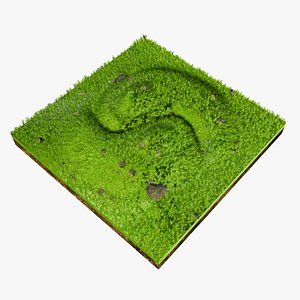 Yin and yang hill with grass and rocks 3D