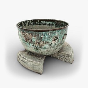 Ancient Steel Cauldron 01 3D