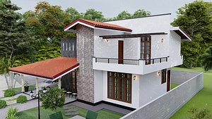 3D Double storey house 001 model
