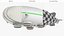 Futuristic Hybrid Transport Airship White with Interior Rigged