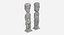 Coppia di figure primitive oceaniche intagliate in legno alto