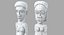 Coppia di figure primitive oceaniche intagliate in legno alto