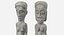 Coppia di figure primitive oceaniche intagliate in legno alto