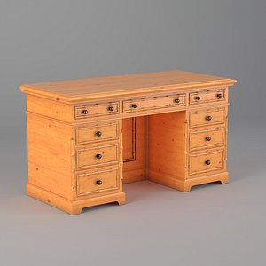 1920s Pine Faux Bamboo Painted Knee Hole Desk 3D model