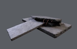Destroyed concrete slab