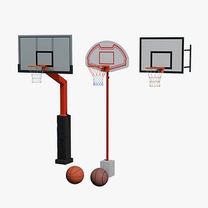 3D Basketball Backboards with Basketballs model