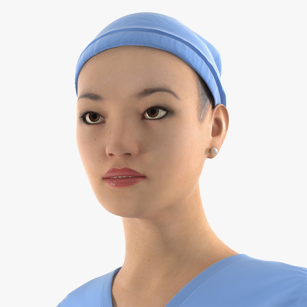 Asian Female Surgeon Rigged 2 3D model preview